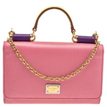 Pre Owned Dolce & Gabbana Multicolor Leather Miss Sicily Von Smartphone Bag