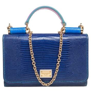 Pre Owned Dolce & Gabbana Multicolor Lizard Embossed Leather Sicily Von Bag