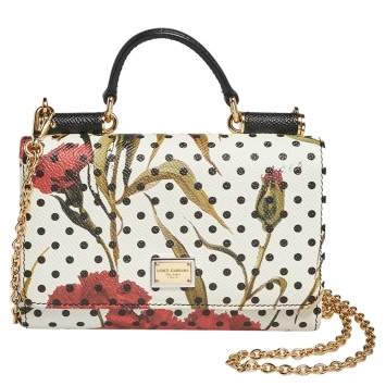 Pre Owned Dolce & Gabbana Multicolor Floral Print Leather Miss Sicily Von Wallet on Chain