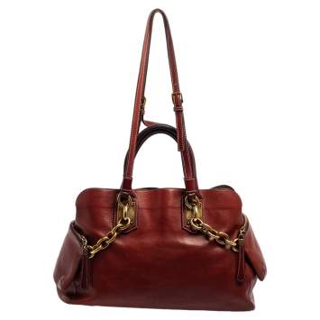 Pre Owned Dolce & Gabbana Cinnamon Brown Leather Miss Savvy Tote