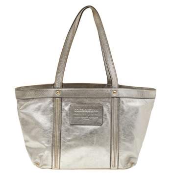 Pre Owned Dolce & Gabbana Silver Leather Miss Bye Bye Shopper Tote