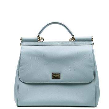 Pre Owned Dolce & Gabbana Blue Leather Sicily Top Handle bag