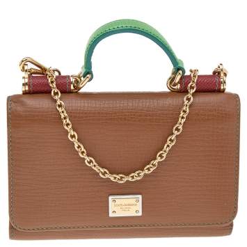 Pre Owned Dolce & Gabbana Multicolor Leather Miss Sicily Von Wallet on Chain