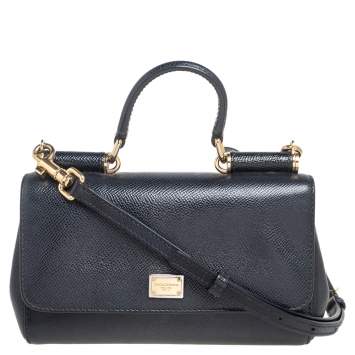 Pre Owned Dolce & Gabbana Black Leather Miss Sicily Crossbody Bag