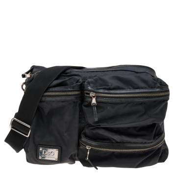 Pre Owned Dolce & Gabbana Black Nylon and Leather Messenger Bag