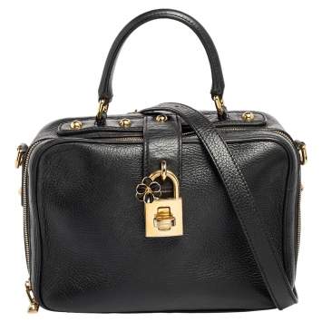 Pre Owned Dolce & Gabbana Black Leather Dolce Box Top Handle Bag