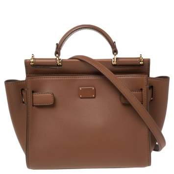 Pre Owned Dolce & Gabbana Brown Leather Sicily 62 Tote
