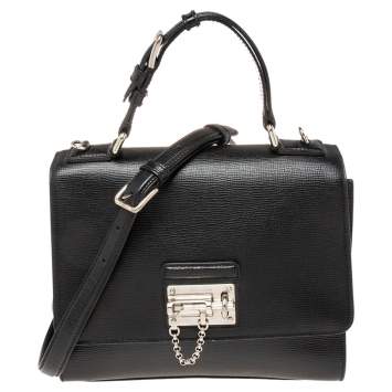Pre Owned Dolce & Gabbana Black Leather Monica Top Handle Bag