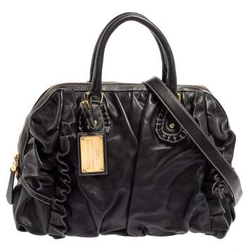 Pre Owned Dolce & Gabbana Black Leather Miss Rouche Satchel