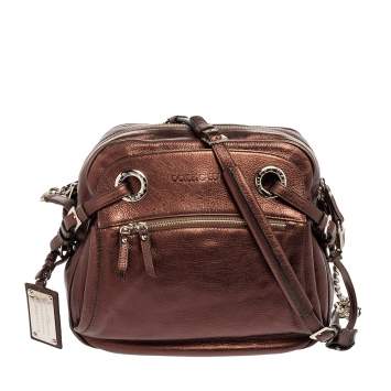 Pre Owned Dolce & Gabbana Metallic Brown Leather Miss Hug Shoulder Bag