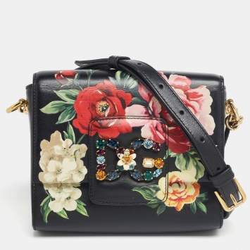 Pre Owned Dolce & Gabbana Black Leather Mini DG Millennials Flap Shoulder Bag