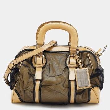 مملوكة مسبقًا Dolce & Gabbana Beige/Black Patent Leather And Mesh Miss Romantique Satchel