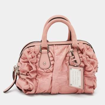 Pre Owned Dolce & Gabbana Pink Leather Miss Rouche Satchel