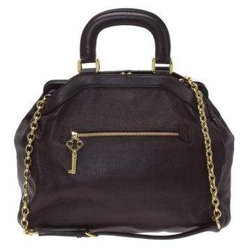 Pre Owned Dolce & Gabbana Choco Brown Leather Key Zipper Top Handle Bag