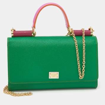 Pre Owned Dolce & Gabbana Multicolor Leather Miss Sicily Von Wallet on Chain