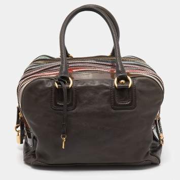 Pre Owned D&G Multicolor Leather And Patent Leather Lily Bowler Bag