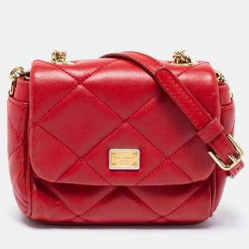 مملوكة مسبقًا Dolce & Gabbana Red Quilted Leather Miss Kate Crossbody Bag