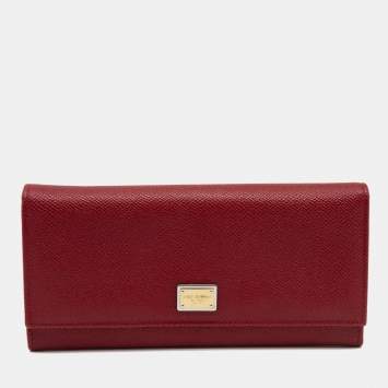 Pre Owned Dolce & Gabbana Red Leather Dauphine Continental Wallet