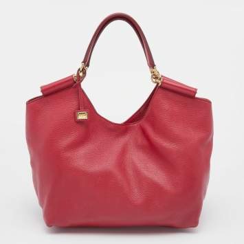 Pre Owned Dolce & Gabbana Red Leather Tote