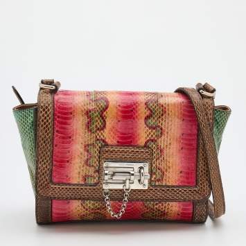 Pre Owned Dolce & Gabbana Multicolor Snakeskin Leather Miss Monica Shoulder Bag