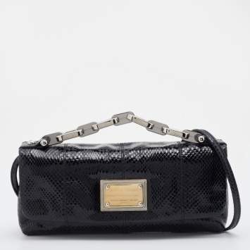 Pre Owned Dolce & Gabbana Black Python Leather Shoulder Bag