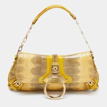 مملوكة مسبقًا Dolce & Gabbana Yellow Snakeskin Leather Small Shoulder Bag