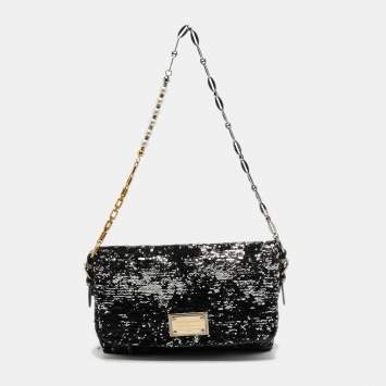 Pre Owned Dolce & Gabbana Black/Silver Sequins Miss Charles Shoulder Bag