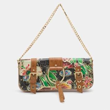 Pre Owned Dolce & Gabbana Multicolor Printed Leather Flap Baguette