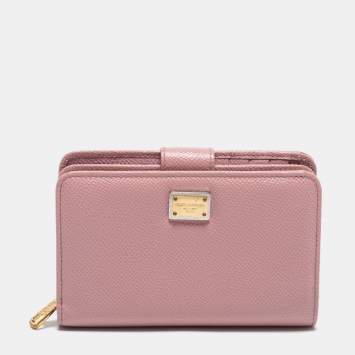 مملوكة مسبقًا Dolce & Gabbana Pink Leather Zip French Wallet