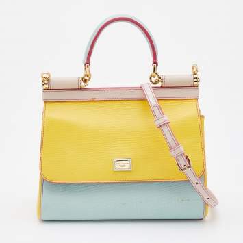 Pre Owned Dolce & Gabbana Multicolor Leather Small Miss Sicily Top Handle Bag