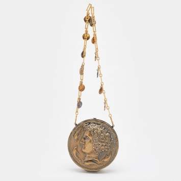 Pre Owned Dolce & Gabbana Brass Metal Roman Coin Shoulder Bag