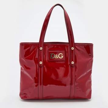Pre Owned Dolce & Gabbana Red Patent Leather Estelle Tote
