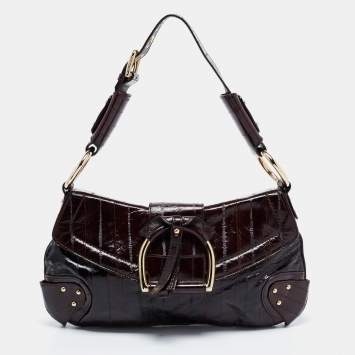 Pre Owned Dolce & Gabbana Dark Brown Eel Leather Shoulder Bag