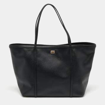 Pre Owned Dolce & Gabbana Black Leather Miss Escape Tote