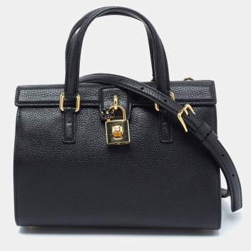 Pre Owned Dolce & Gabbana Black Leather Dolce Lady Tote