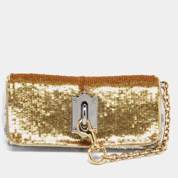 مملوكة مسبقًا Dolce & Gabbana Metallic Sequin Miss Sunflower Clutch