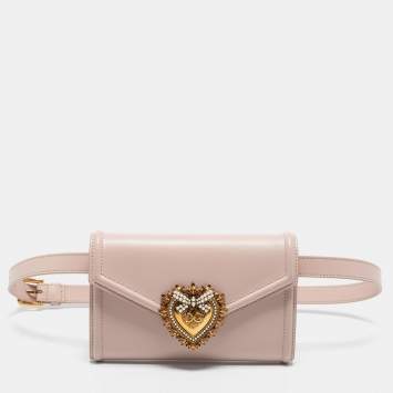 Pre Owned Dolce & Gabbana Pink Leather Devotion Belt Bag