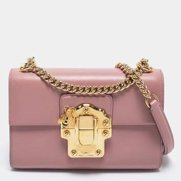 Pre Owned Dolce & Gabbana Dusty Pink Leather Small Lucia Shoulder Bag