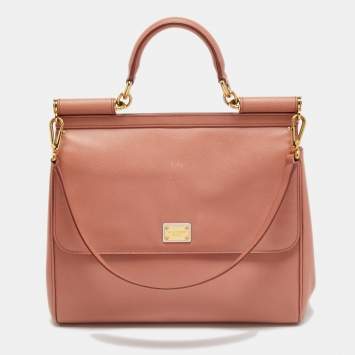 Pre Owned Dolce & Gabbana Pink Leather Miss Sicily Top Handle Bag