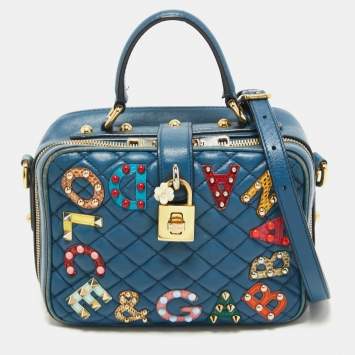 Pre Owned Dolce & Gabbana Quilted Leather Embellished Dolce Box Bag