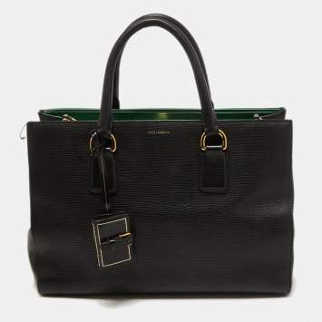 Pre Owned Dolce & Gabbana Black Leather Multi Compartment Tote