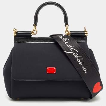 Pre Owned Dolce & Gabbana Black Neoprene Small Miss Sicily Top Handle Bag