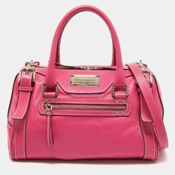 Pre Owned Dolce & Gabbana Fuchsia Leather Miss Easy Way Satchel