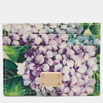 Pre Owned Dolce & Gabbana Multicolor Floral Print Leather Card Holder