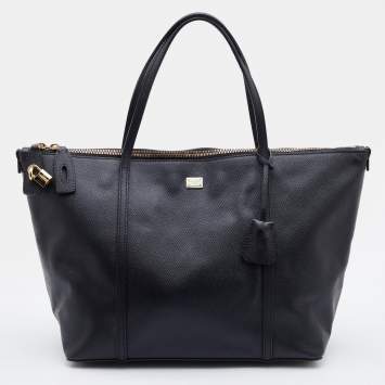 Pre Owned Dolce & Gabbana Black Leather Miss Escape Shopper Tote