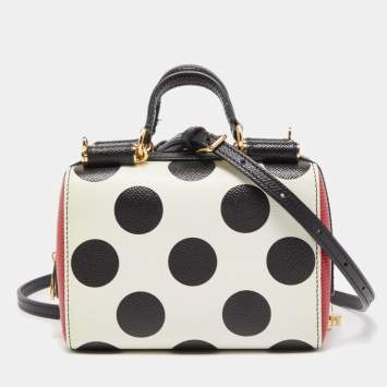 Pre Owned Dolce & Gabbana Muliticolor Polka Dot Dauphine Leather Sicily East West Bag
