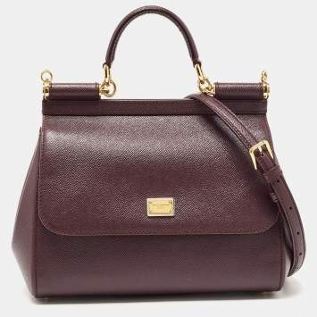مملوكة مسبقًا Dolce & Gabbana Burgundy Leather Medium Miss Sicily Top Handle Bag