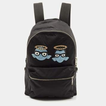 Pre Owned Dolce & Gabbana Black Nylon DG Family Backpack
