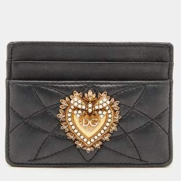 Pre Owned Dolce & Gabbana Black Leather Devotion Card Holder