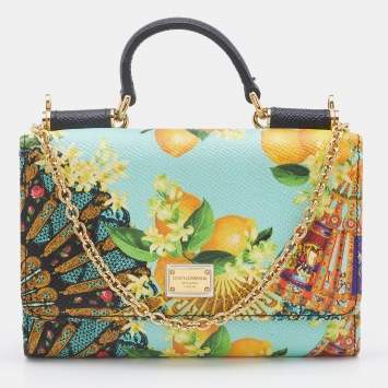Pre Owned Dolce & Gabbana Multicolor Print Leather Miss Sicily Von Smartphone Bag